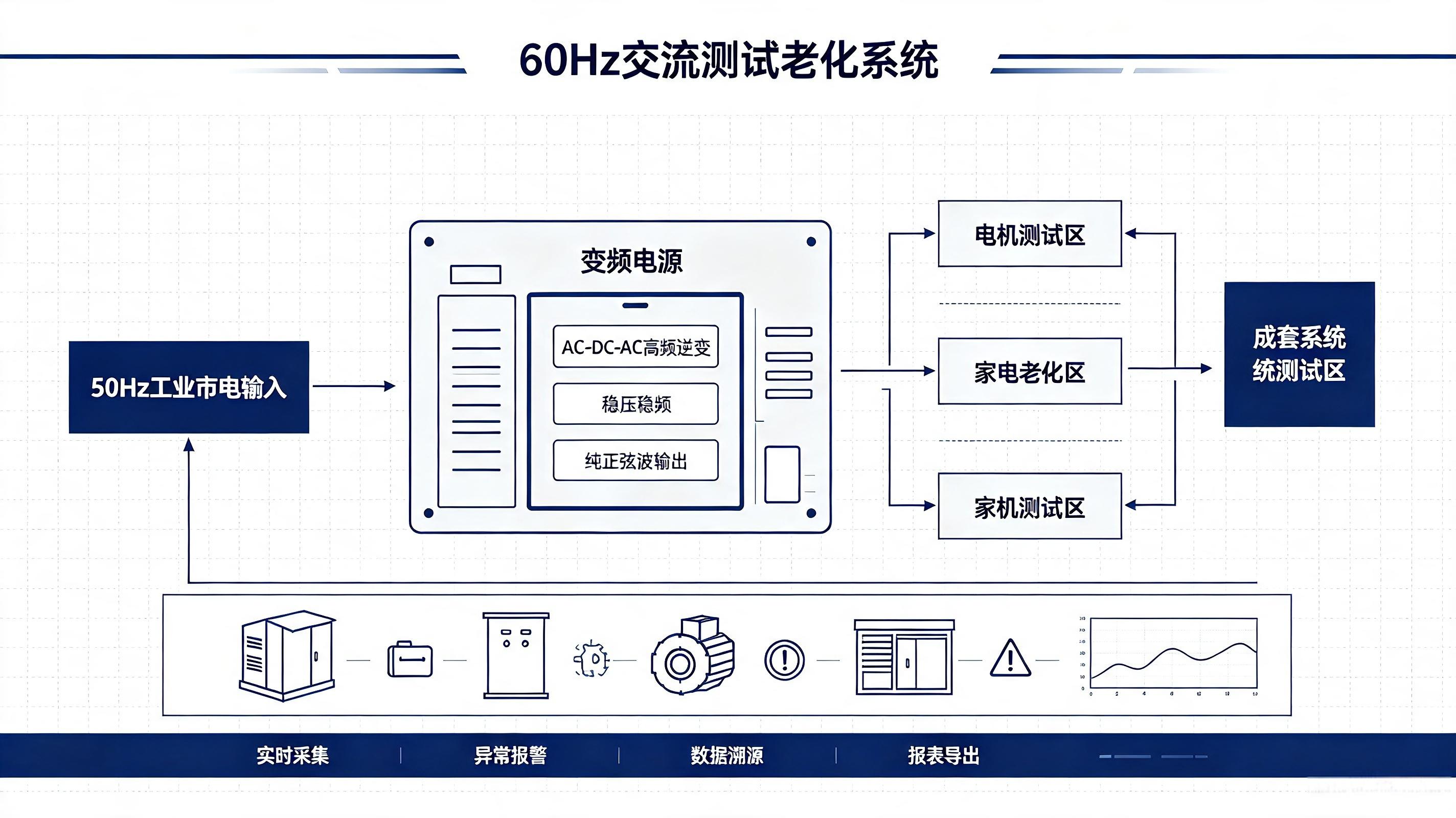 出口电气产品60Hz工况测试老化系统解决方案